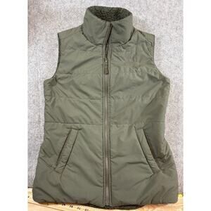 The North Face Vest Jacket Women Green Reversible Sherpa Full Zip Gorpcore Small